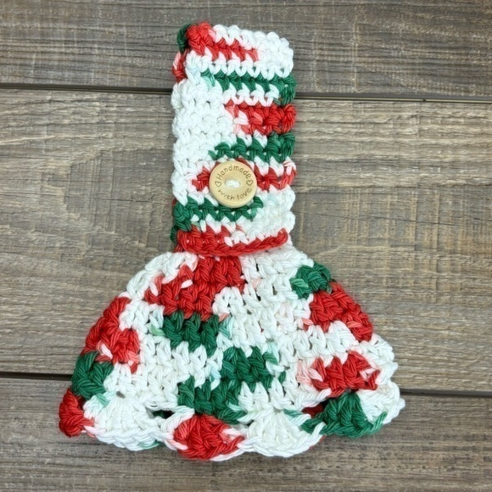Kitchen Tea Hand Towel‎ Topper Holder Christmas Holiday Cotton Crochet by Seller
